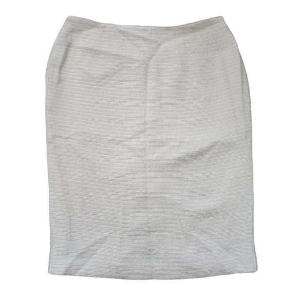 Lafayette 148 New York NWT Ivory Pencil Metallic Skirt...